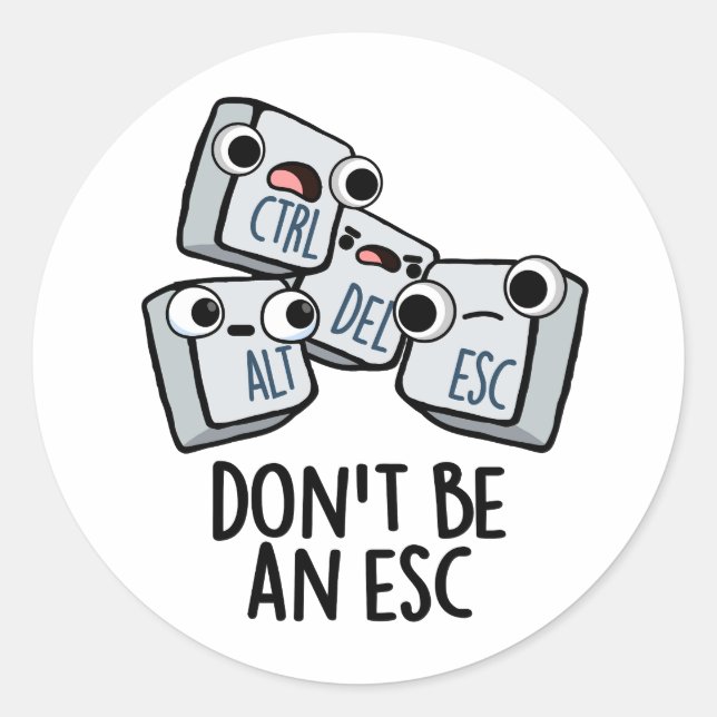Don't Be An Esc Funny Keyboard Pun  Classic Round Sticker (Front)