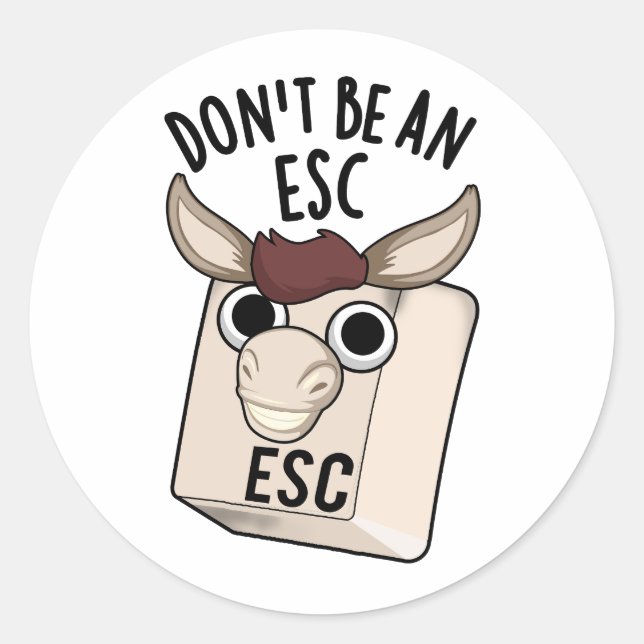 Don't Be An Esc Funny Keyboard Pun  Classic Round Sticker (Front)