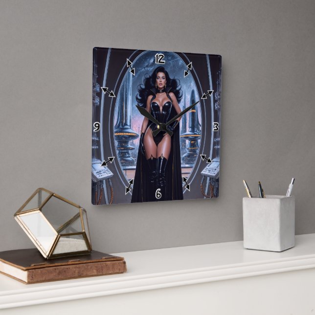 Don't Be Fooled By Her Elegance by Xzendor7 Square Wall Clock (Office)