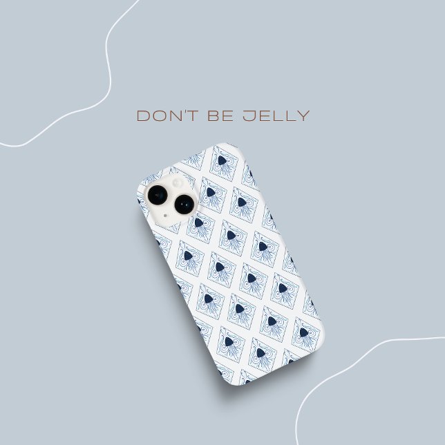 Don't Be Jelly Blue Jellyfish Damask Case-Mate iPhone Case (Creator Uploaded)