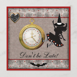 Don't be Late Alice Witch Halloween Party Invites
