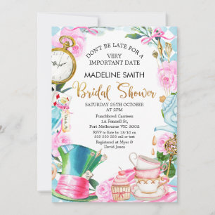 Don't be Late Wonderland Bridal Shower Invitation