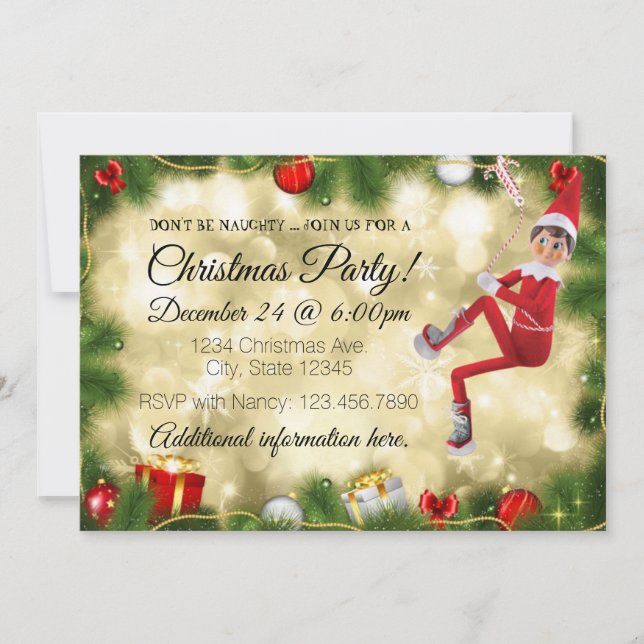 Don't Be Naughty Christmas Party Invitation (Front)
