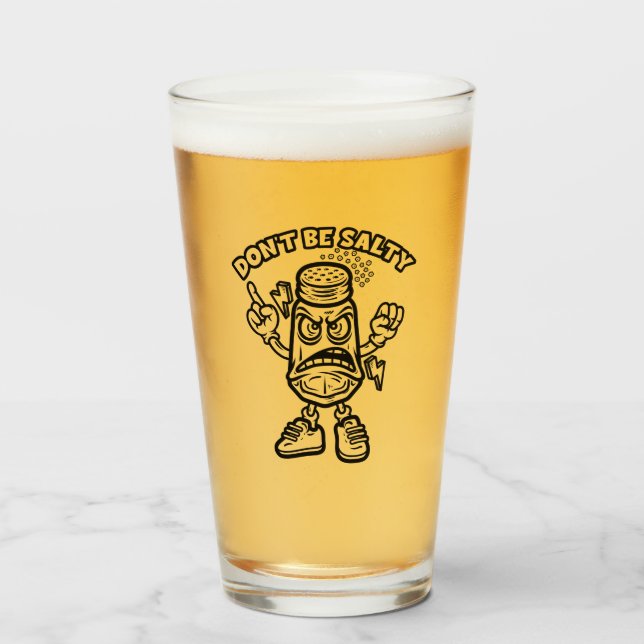 Don't Be Salty, Funny Illustration Glass (Front Filled)