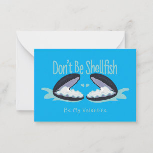 Don't Be Shellfish Oysters Kids Valentine Card