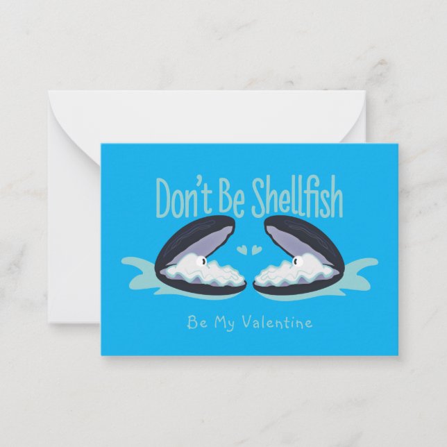 Don't Be Shellfish Oysters Kids Valentine Card (Front)