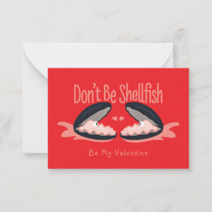 Don't Be Shellfish Oysters Kids Valentine Card