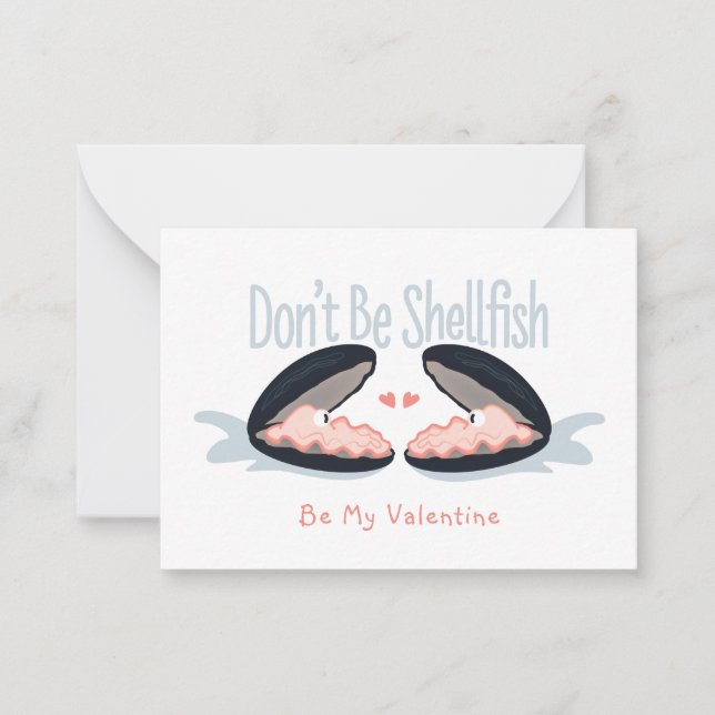 Don't Be Shellfish Oysters Kids Valentine Card (Front)
