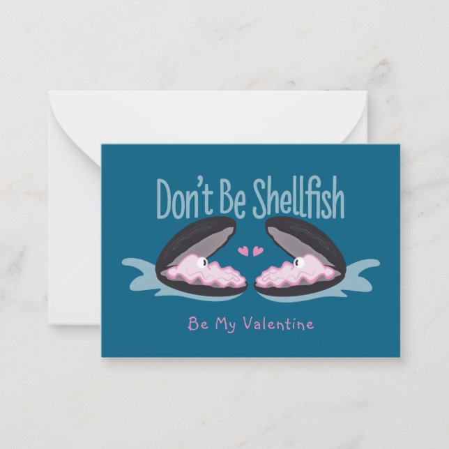 Don't Be Shellfish Oysters Kids Valentine Card (Front)