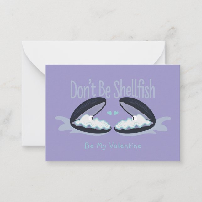 Don't Be Shellfish Oysters Kids Valentine Card (Front)