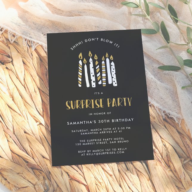 Don't Blow It Gold Glitter Surprise Birthday Party Magnetic Invitation (Creator Uploaded)