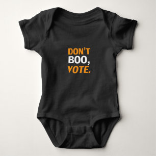 "Don't boo, vote" black orange white Halloween Baby Bodysuit