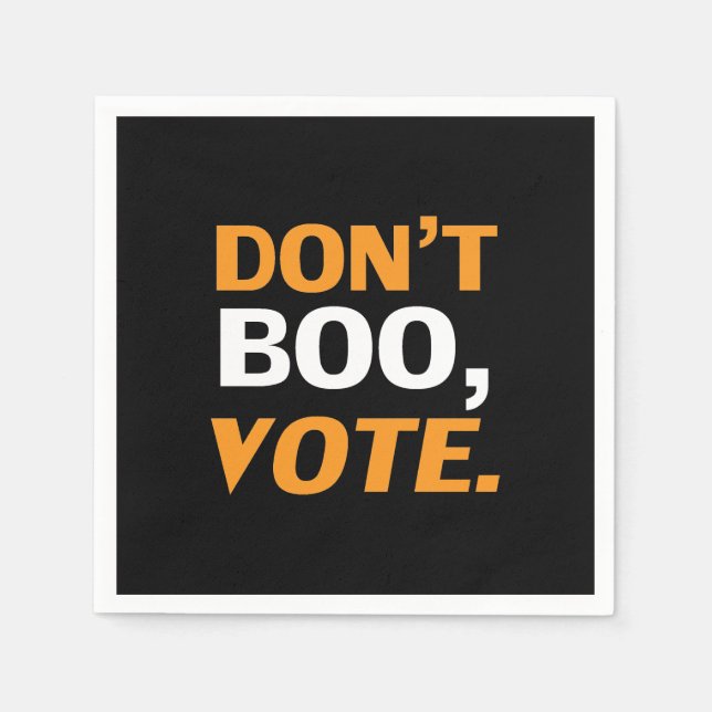 Don't boo, vote black orange white Halloween paper Napkin (Front)