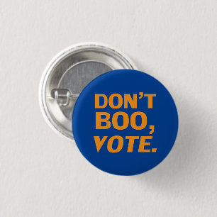"Don't boo, vote" Halloween, election blue orange 3 Cm Round Badge