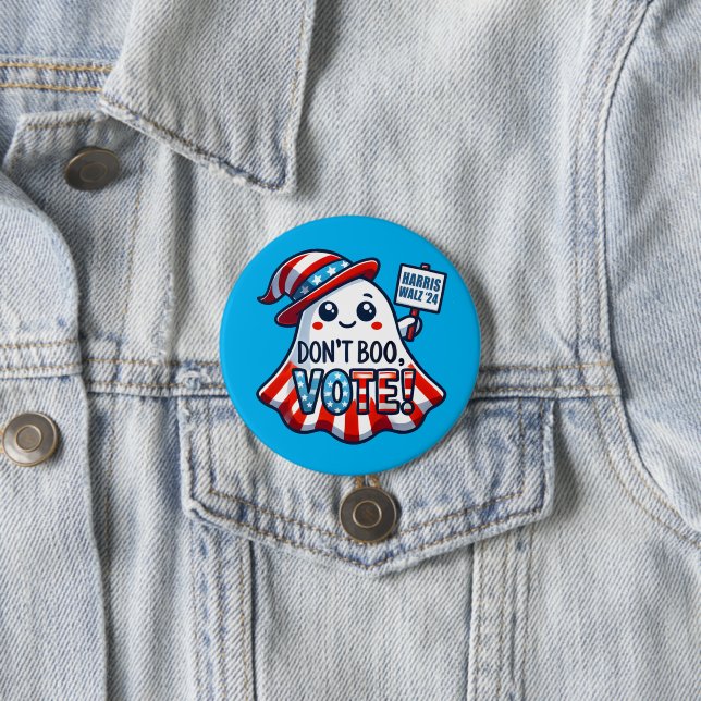 Don't Boo, Vote! Harris Walz 2024 Halloween Mashup 7.5 Cm Round Badge (In Situ)