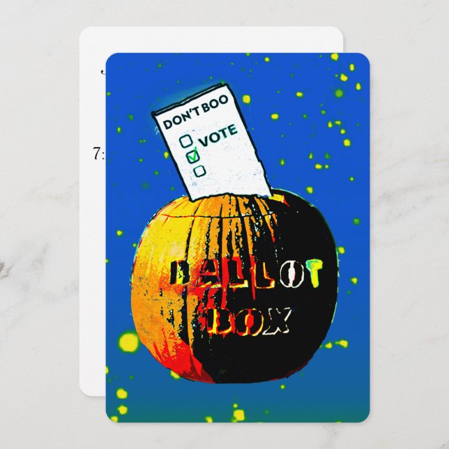 Don't Boo—Vote—Pop Art Pumpkin Ballot Box Invitation (Front/Back)