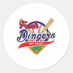 Don't Bunt Hit Fresh Dingers Funny Bysebyll Softby Classic Round Sticker