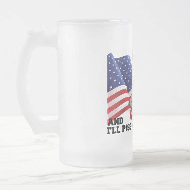 Don't burn my flag  frosted glass beer mug (Left)