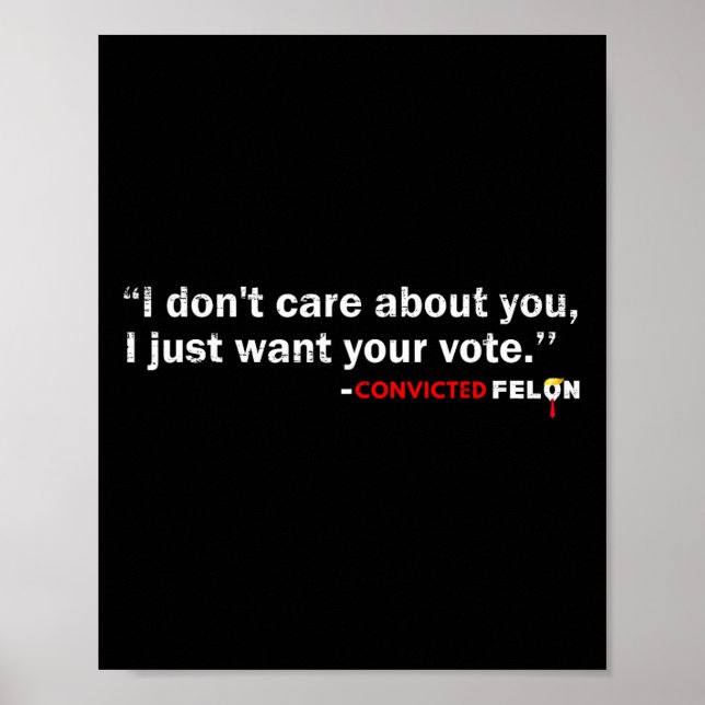 Don't Care About You I Just Want Your Vote Trump 2 Poster (Front)