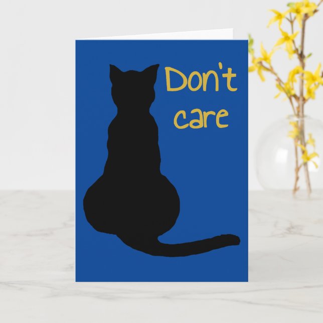 Dont Care Cat Quote Cartoon Vector Cut Out Card (Yellow Flower)