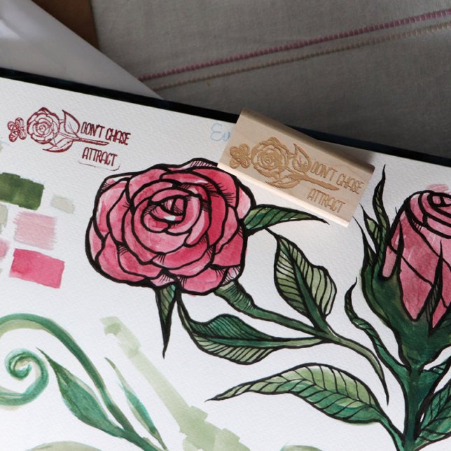 Don't chase attract butterfly rose art rubber stamp (Creator Uploaded)