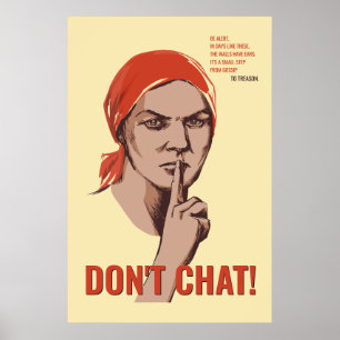 Don't Chat Vintage Soviet Poster with Custom Text