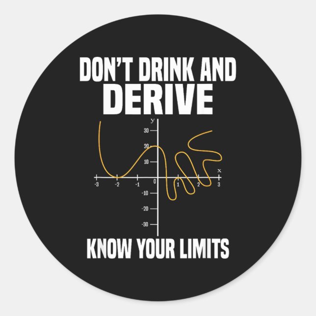 Dont Drink And Derive And Know Your Limit  Classic Round Sticker (Front)