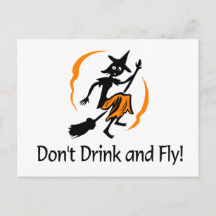 Dont Drink And Fly Witch Postcard