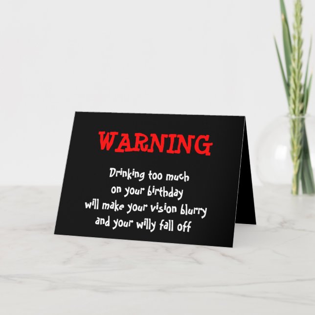 Don't Drink Too Much Card (Front)