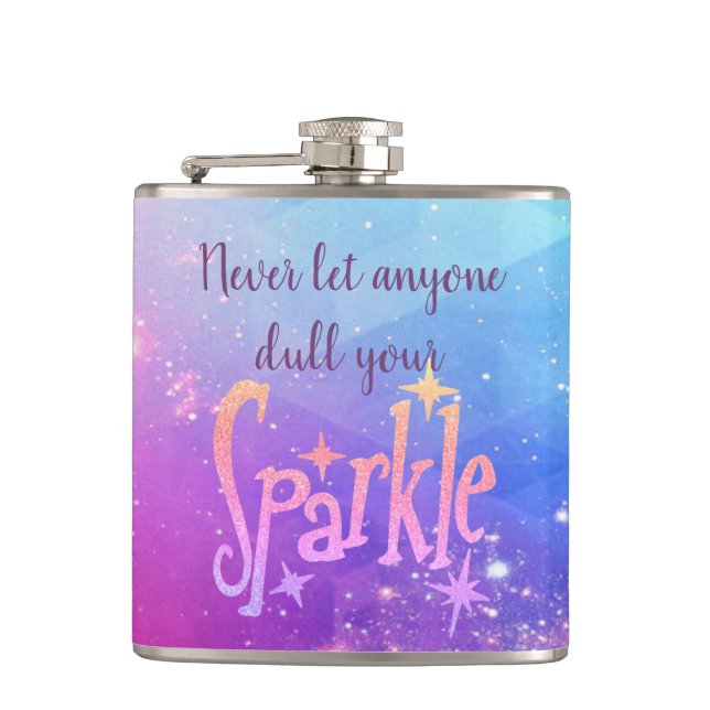 Don't Dull Your Sparkle Cosmic Stars Hip Flask (Front)