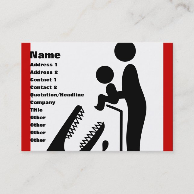 Don't Feed Baby To The Crocodile Zoo Sign Business Card (Front)