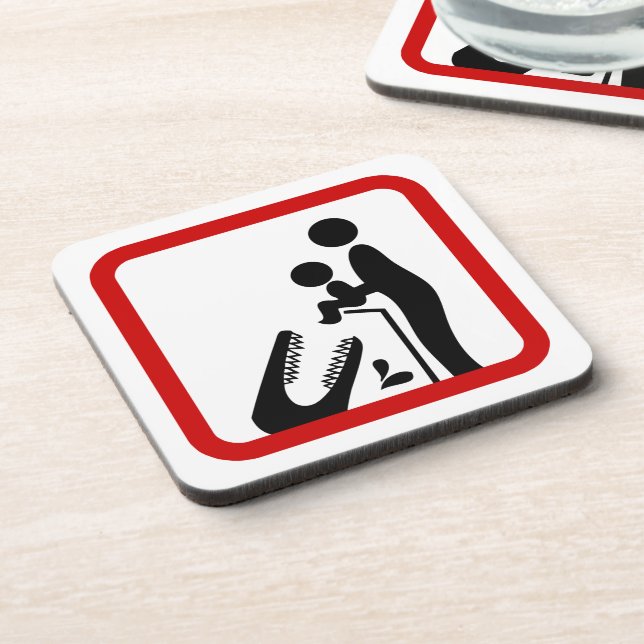 Don't Feed Baby To The Crocodile Zoo Sign Coaster (Left Side)