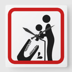 Don't Feed Baby To The Crocodile Zoo Sign Square Wall Clock
