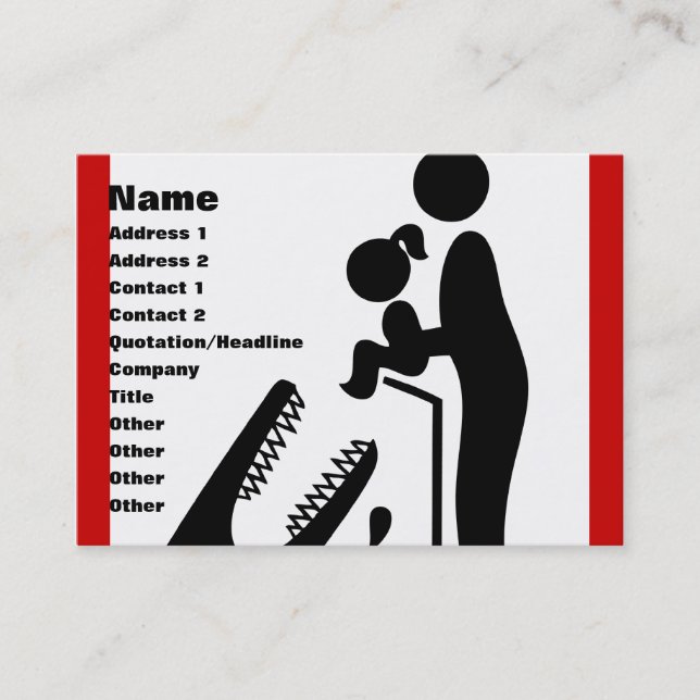 Don't Feed Daughter To The Crocodile Zoo Sign Business Card (Front)