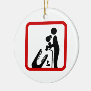 Don't Feed Daughter To The Crocodile Zoo Sign Ceramic Tree Decoration