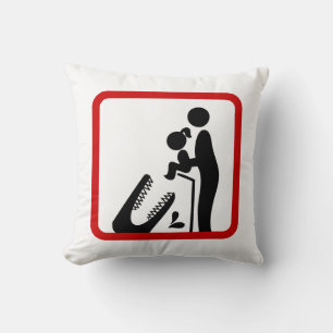 Don't Feed Daughter To The Crocodile Zoo Sign Cushion