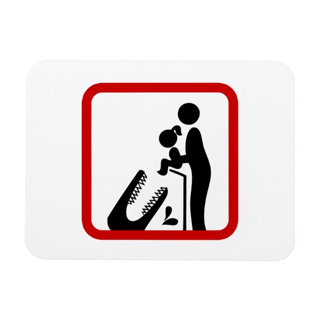 Don't Feed Daughter To The Crocodile Zoo Sign Magnet (Horizontal)