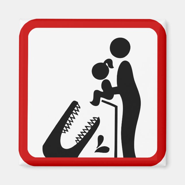 Don't Feed Daughter To The Crocodile Zoo Sign Magnet (Front)