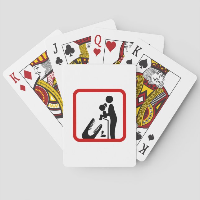 Don't Feed Daughter To The Crocodile Zoo Sign Playing Cards (Back)