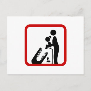 Don't Feed Daughter To The Crocodile Zoo Sign Postcard