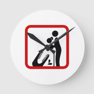 Don't Feed Daughter To The Crocodile Zoo Sign Round Clock