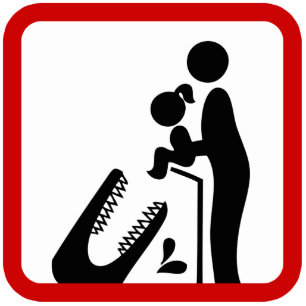 Don't Feed Daughter To The Crocodile Zoo Sign Standing Photo Sculpture