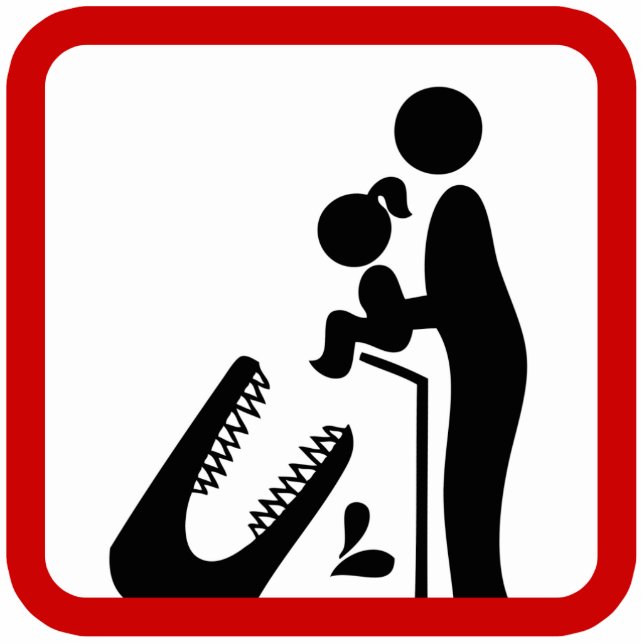 Don't Feed Daughter To The Crocodile Zoo Sign Standing Photo Sculpture (Front)