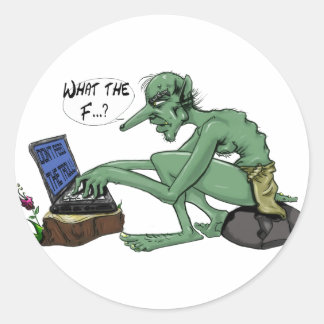 Don't feed the troll classic round sticker