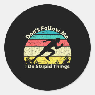 Don't follow do stupid things vintage athletics classic round sticker