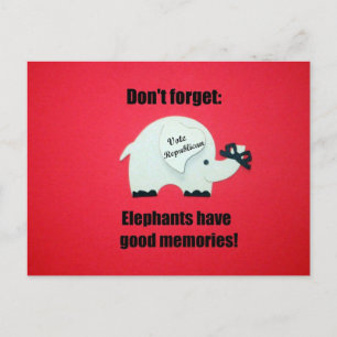 Don't' forget, Elephants have good memories! Postcard