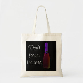 "Don't Forget the Wine" - Purple Wine Bottle Tote Bag