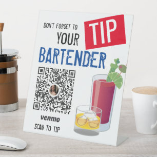 Don't Forget Tip Your Server Bartender Venmo Sign