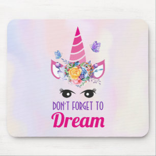 Don't Forget to Dream Pink Unicorn Mouse Mat