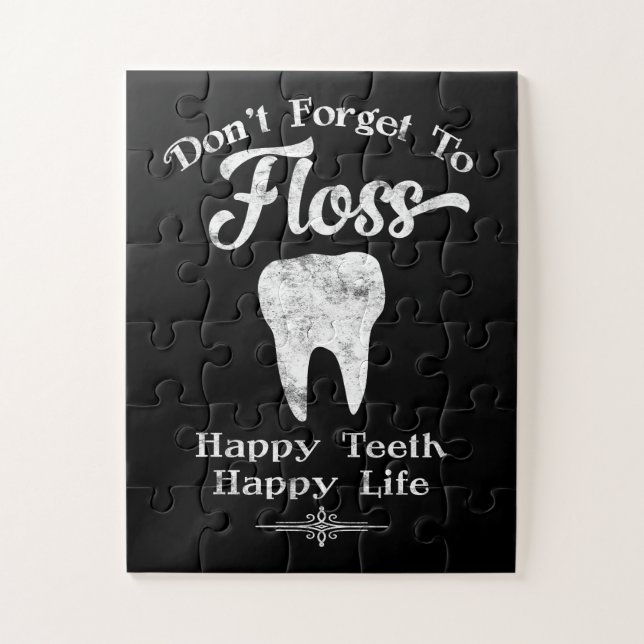Don't Forget To Floss Chalkboard Jigsaw Puzzle (Vertical)